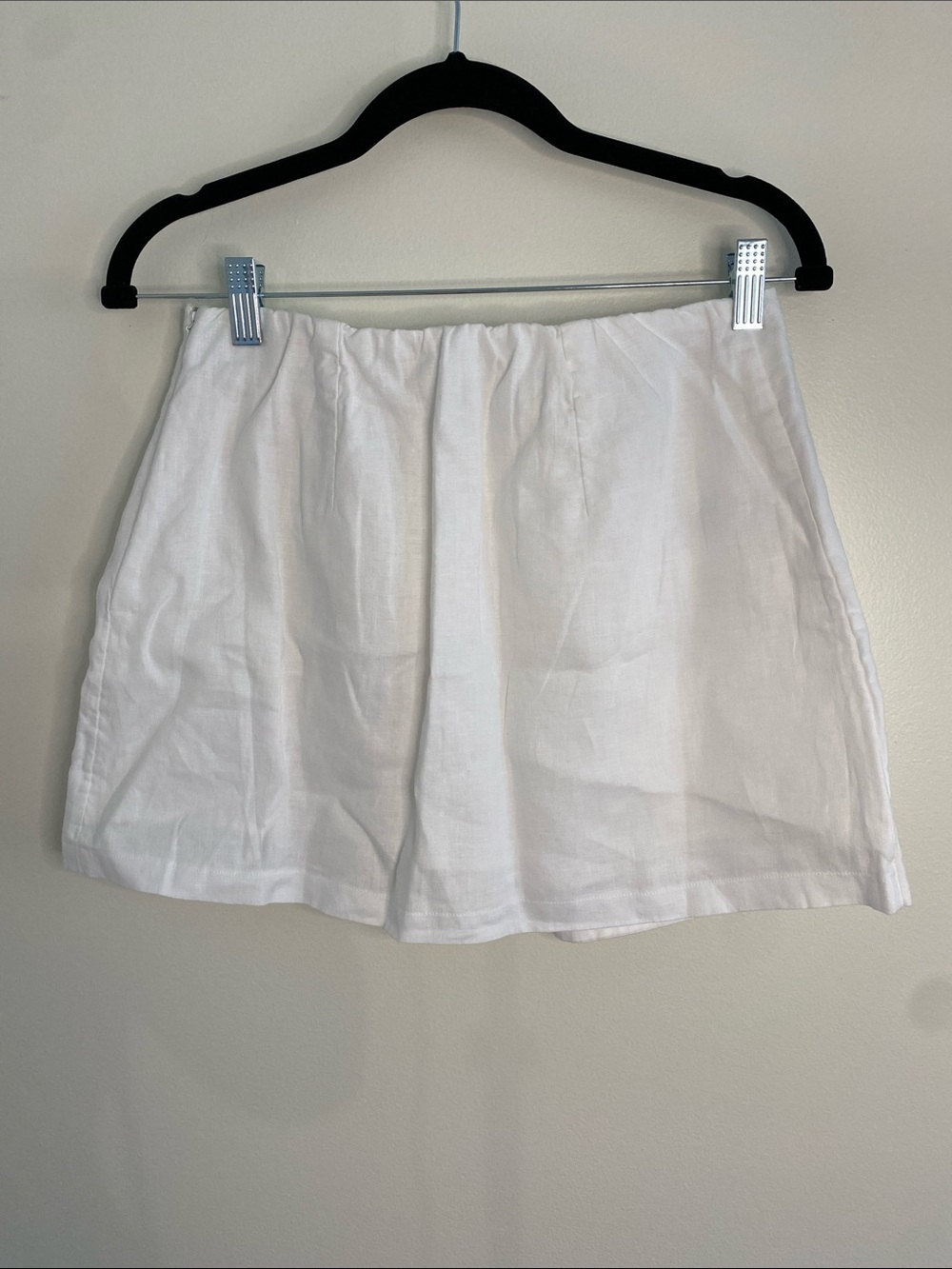 Quince 100% European Linen Skort White Elastic-Waist Size 4 - Picture 8 of 11